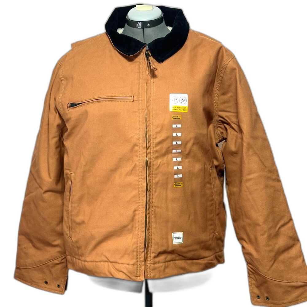 Eddie Bauer NWT Sz M Brown Men's Multi Pocket Berber Lined Jacket